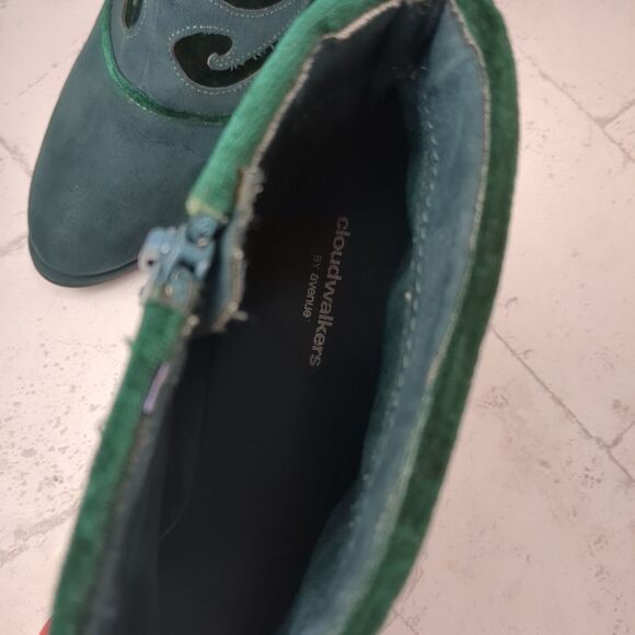 Cloudwalkers Dark Teal Green Broome Ankle Booties with Velvet Inset Size 9.5W - Picture 13 of 16